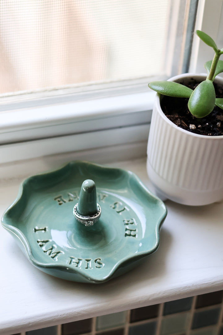 “I am His”/“He is Mine” Hand Thrown Ceramic Ring Dish