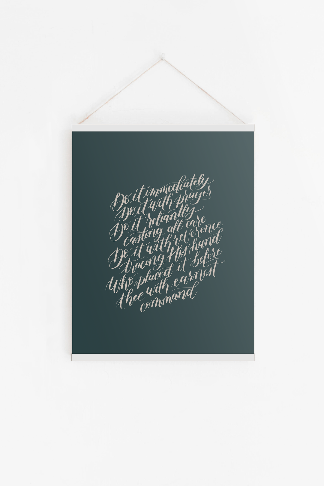 Encouragement in Faithful Obedience from "Do the Next Thing": Teal/Cream Hanging Canvas