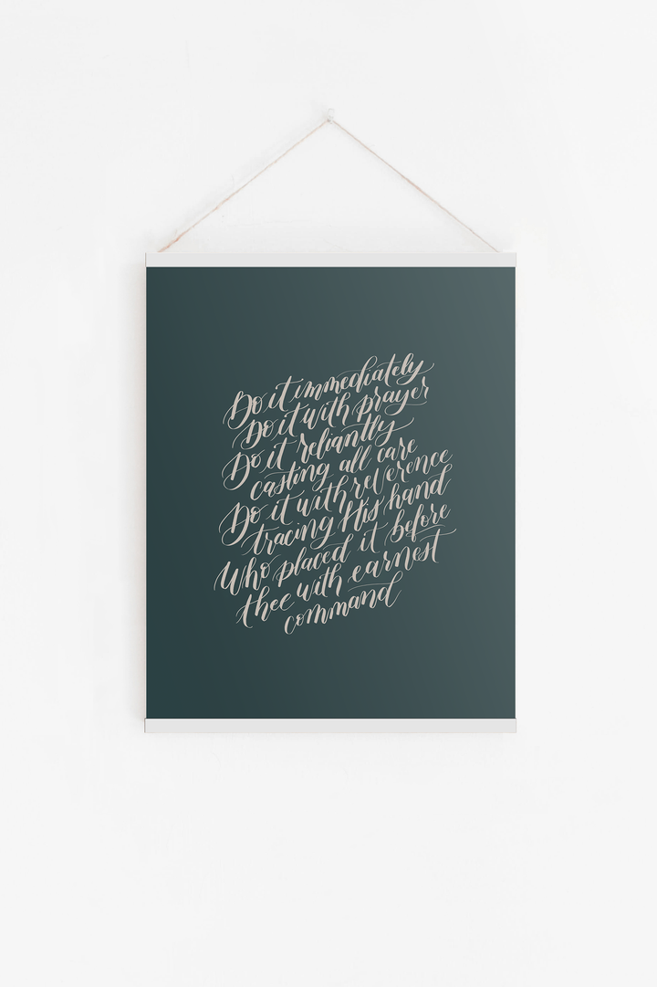 Encouragement in Faithful Obedience from "Do the Next Thing": Teal/Cream Hanging Canvas