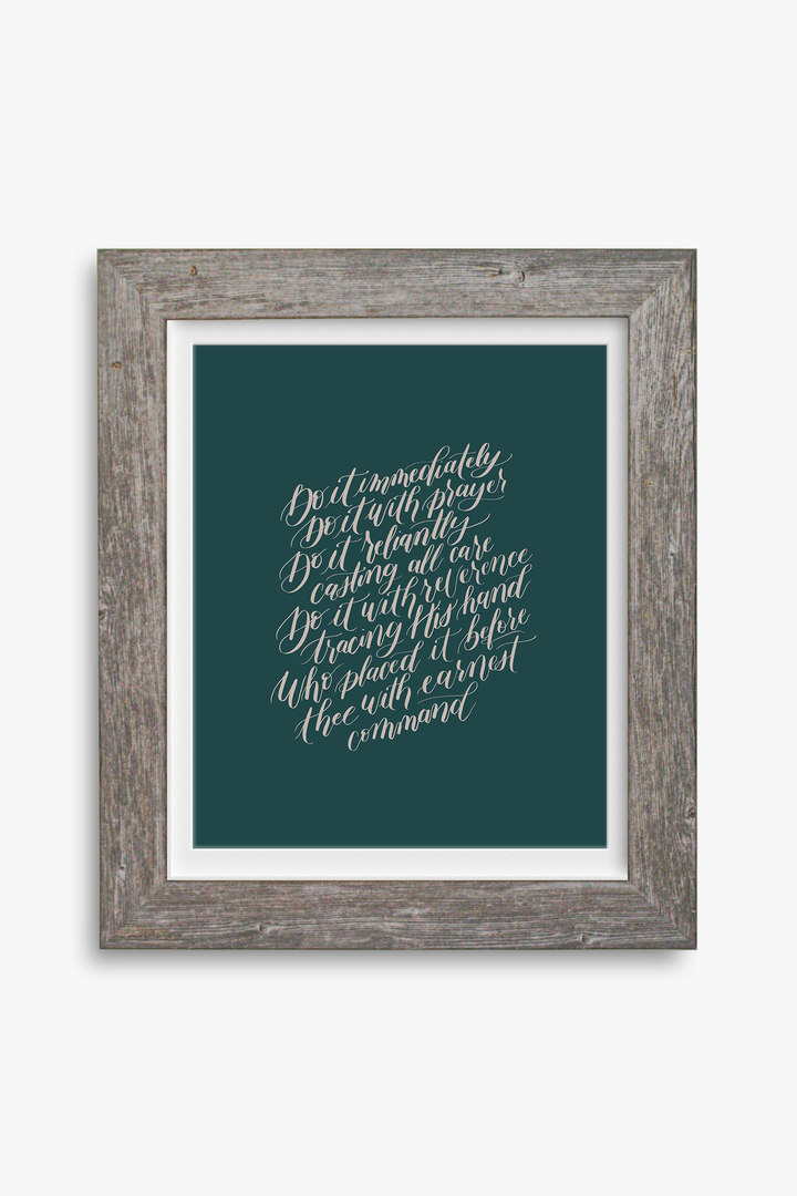 Encouragement in Faithful Obedience from "Do the Next Thing":  Teal/Cream