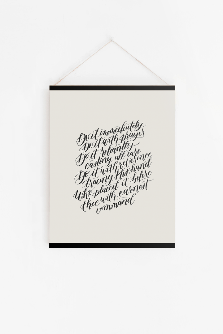 Encouragement in Faithful Obedience from "Do the Next Thing":  Soft Black/Soft White Hanging Canvas