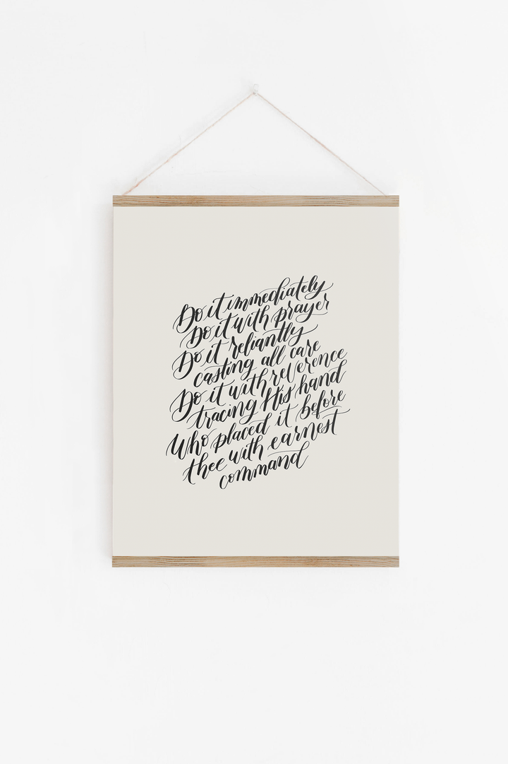 Encouragement in Faithful Obedience from "Do the Next Thing":  Soft Black/Soft White Hanging Canvas