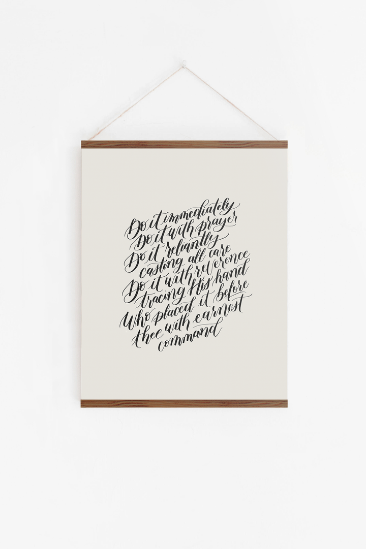 Encouragement in Faithful Obedience from "Do the Next Thing":  Soft Black/Soft White Hanging Canvas