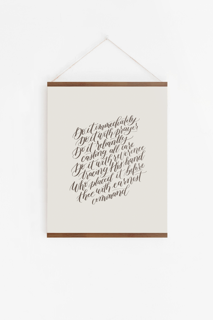 Encouragement in Faithful Obedience from "Do the Next Thing":  Chocolate/Soft White Hanging Canvas