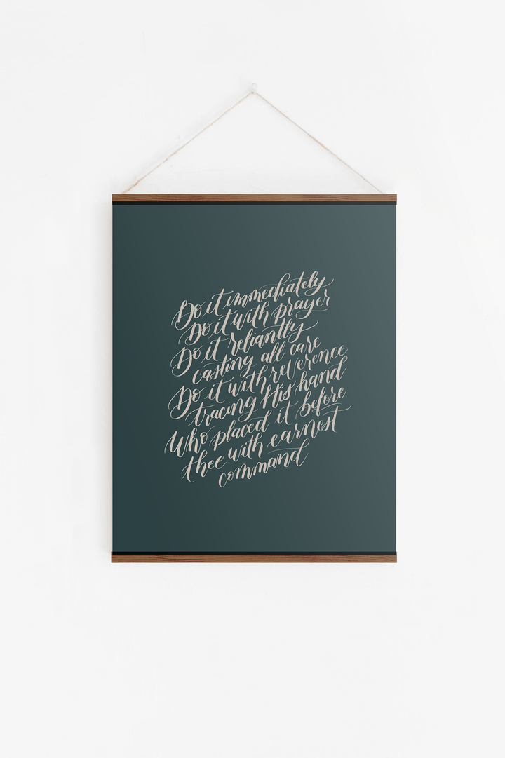 Encouragement in Faithful Obedience from "Do the Next Thing": Teal/Cream Hanging Canvas