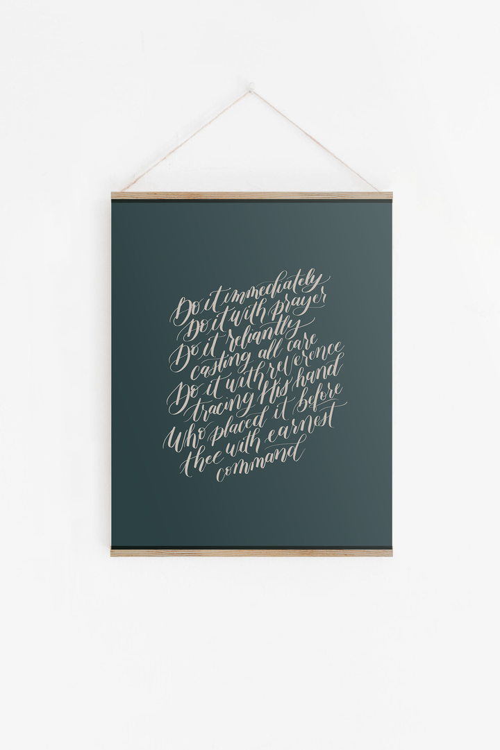 Encouragement in Faithful Obedience from "Do the Next Thing": Teal/Cream Hanging Canvas