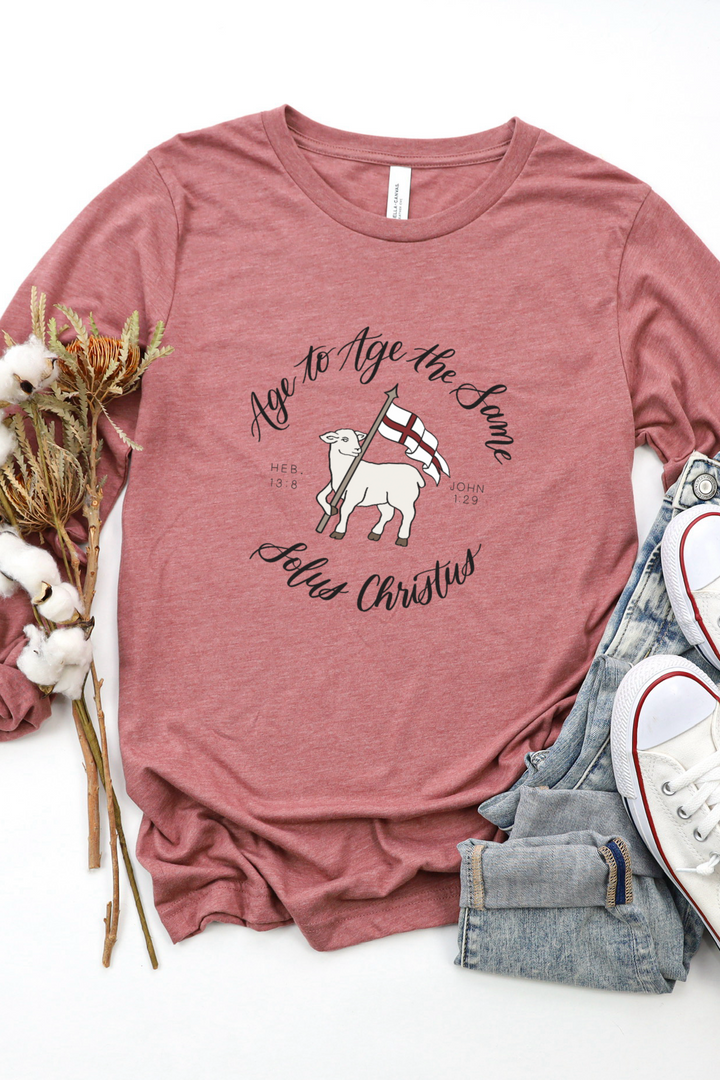 Agnus Dei Long Sleeve Tee-Script (Bella Canvas)