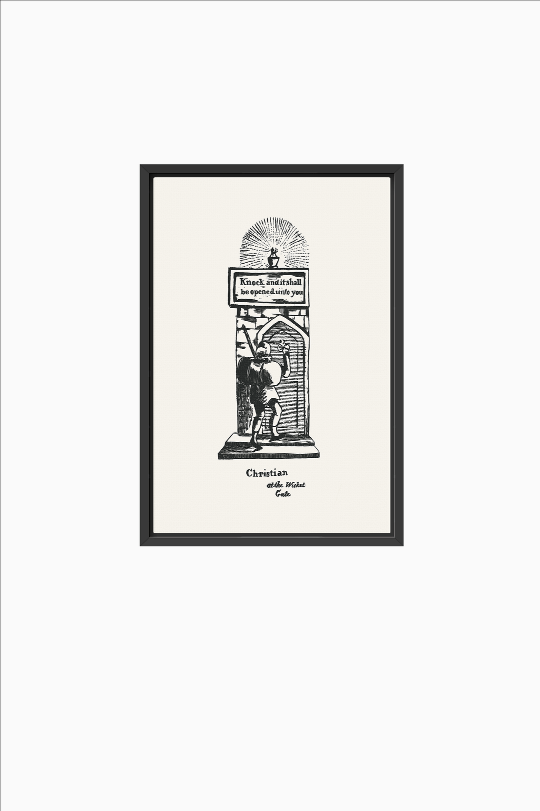 Pilgrim's Progress Illustration-Christian at the Wicket Gate