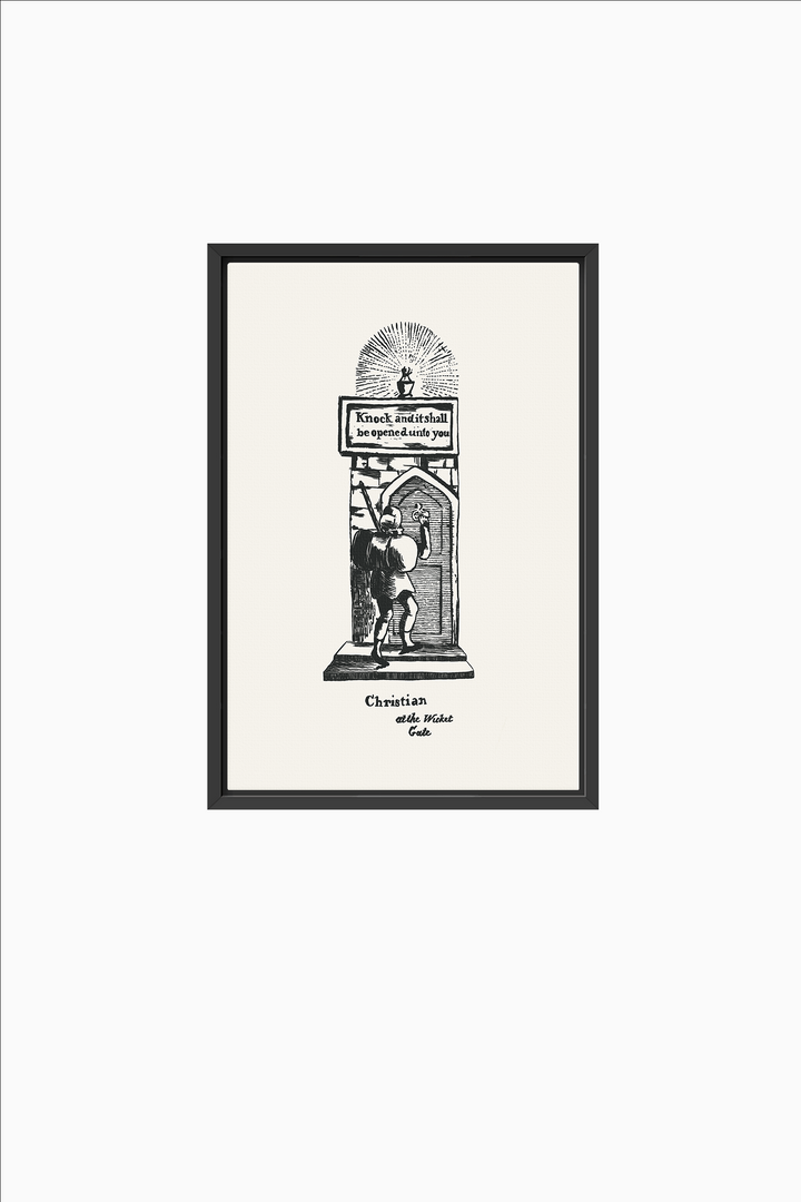 Pilgrim's Progress Illustration-Christian at the Wicket Gate