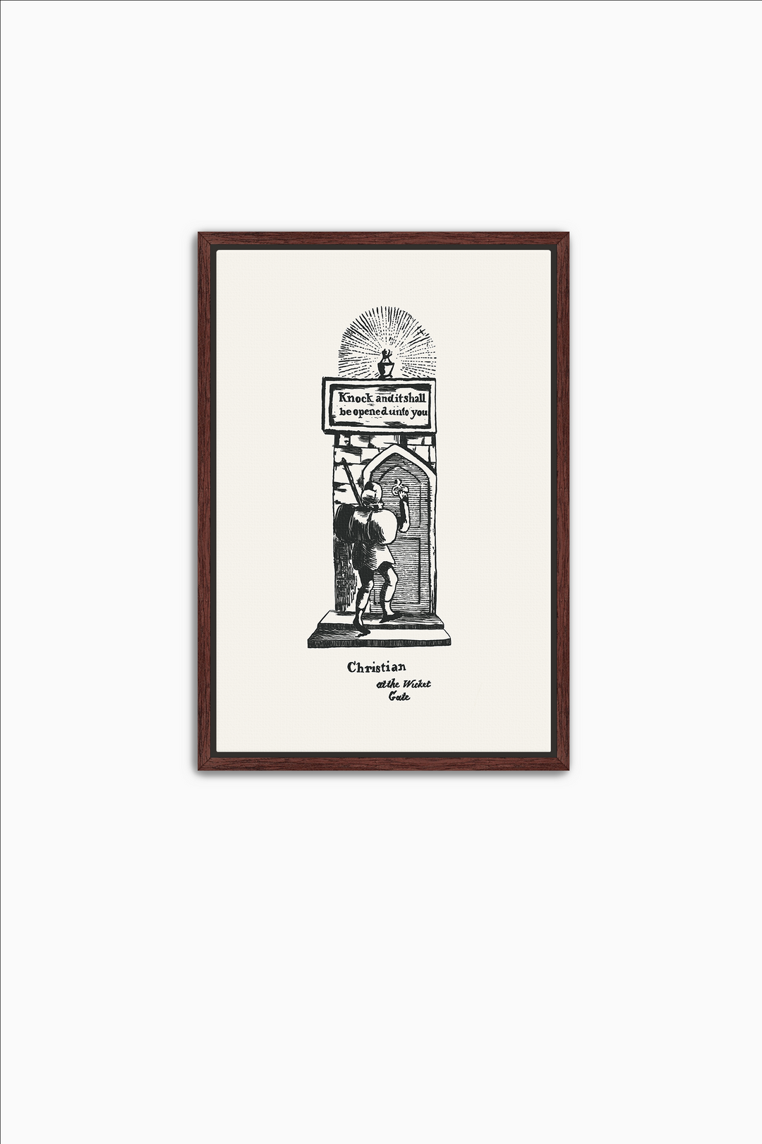 Pilgrim's Progress Illustration-Christian at the Wicket Gate