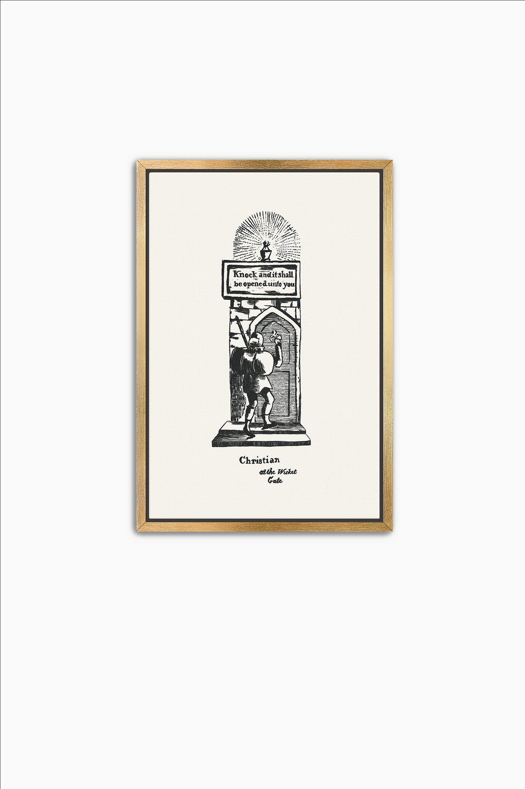 Pilgrim's Progress Illustration-Christian at the Wicket Gate