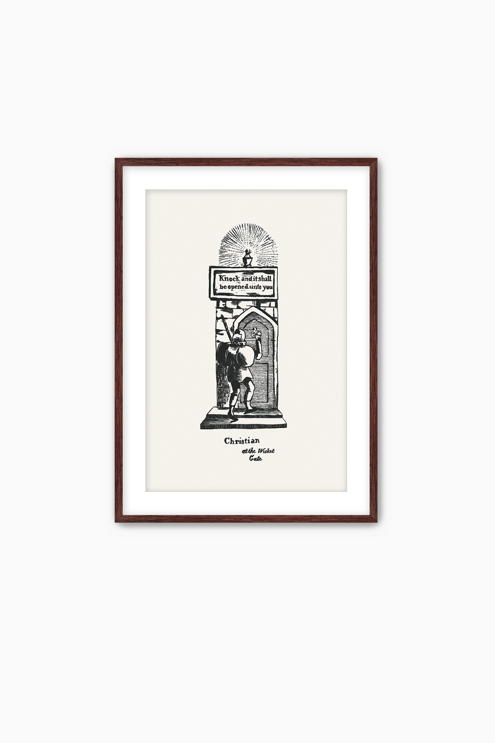 Pilgrim's Progress Illustration-Christian at the Wicket Gate