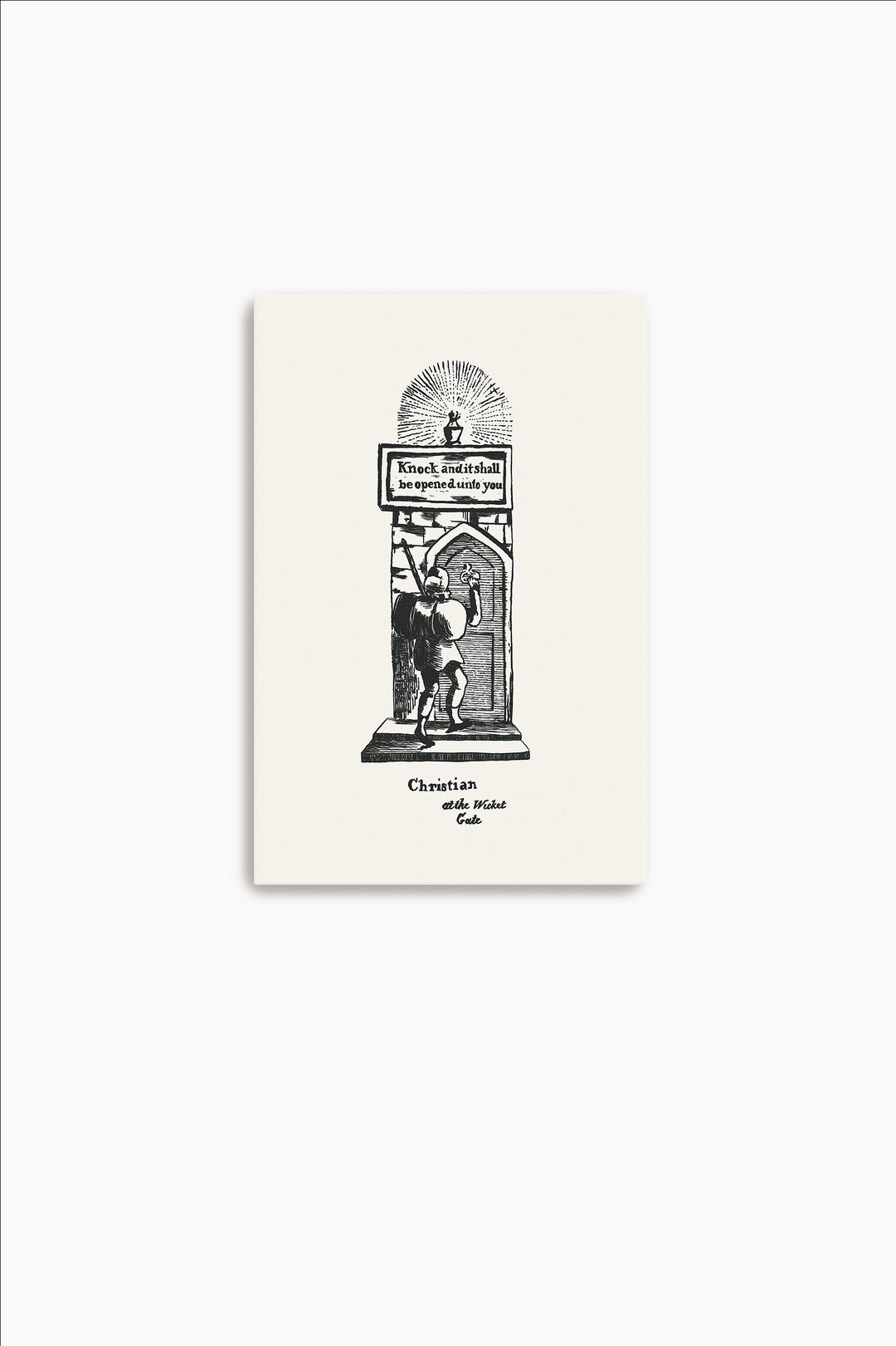 Pilgrim's Progress Illustration-Christian at the Wicket Gate