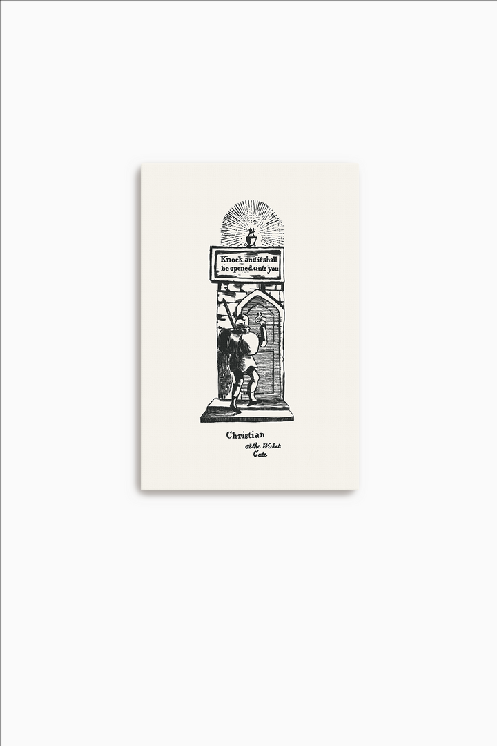 Pilgrim's Progress Illustration-Christian at the Wicket Gate