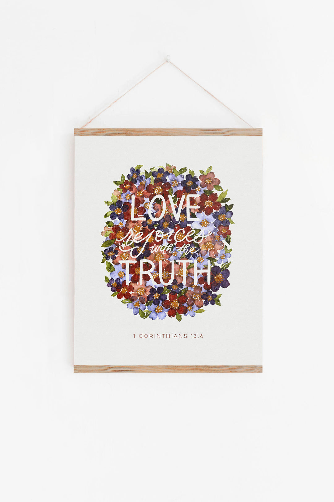 “Love Rejoices with the Truth” Hanging Rail Canvas