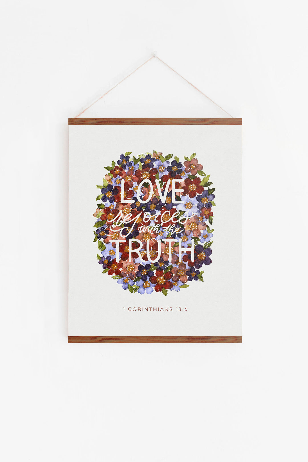 “Love Rejoices with the Truth” Hanging Rail Canvas