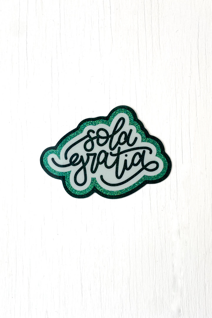 Retro Sola Gratia Sticker (Holographic Glitter)